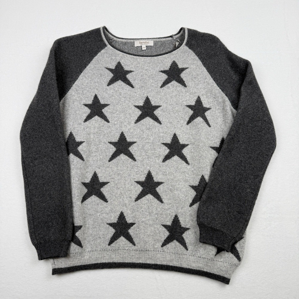 Bartolini Women's Made In Italy Wool Blend Pullover Gray Soft Stars Sweater Sz S